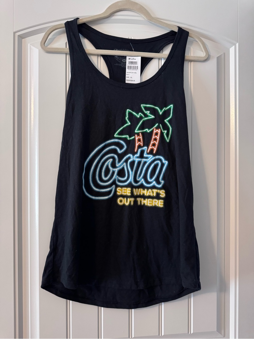 Costa Black Tank with Neon Sign Palm Logo